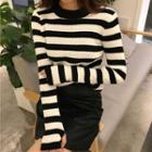 Striped Knit Top With Thumb Holes