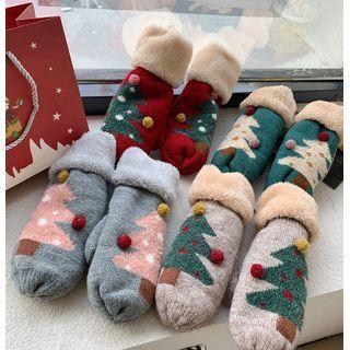 Christmas Tree Fleece Lined Mittens