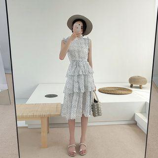 Dot Patterned Layered Sleeveless Dress
