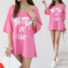 Painting Letter Print Boxy-fit T-shirt