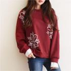 Drop-shoulder Floral Print Sweatshirt