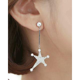 Rhinestone Pav  Star Asymmetric Drop Earrings