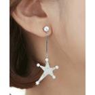 Rhinestone Pav  Star Asymmetric Drop Earrings