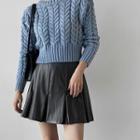 Round-neck Cable-knit Crop Top