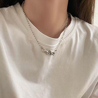 Knotted Heart Pendant Necklace Silver - One Size