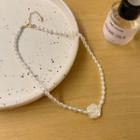 Rose Faux Pearl Pendant Necklace White - One Size