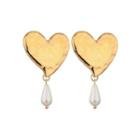 Heart Beaded Drop Earrings Gold - One Size