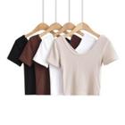 Reversible Short-sleeve Scoop Neck Crop Top