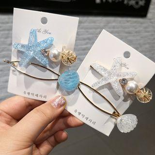 Set: Faux Pearl Shell Disc / Starfish Hair Clip (assorted Designs)