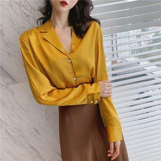 Notch Lapel Shirt / A-line Midi Skirt