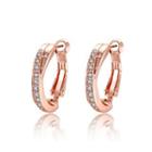 Elegant Plated Rose Gold Geometric Round Cubic Zircon Earrings Rose Gold - One Size