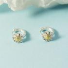 Flower Hoop Earring 1 Pair - Yellow & Silver - One Size
