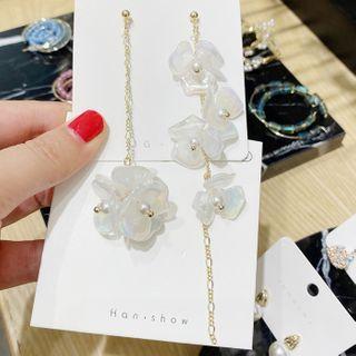 Asymmetric Flower Dangle Earring 1 Pair - One Size