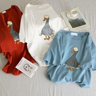 Duck Print Loose-fit Short-sleeve T-shirt