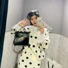 Polka Dot Knit Cardigan & Skirt Set Ivory - One Size