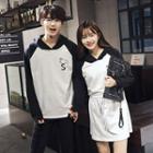 Couple Matching Printed Raglan Hoodie