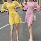 Bell-sleeve Mini A-line Knit Dress