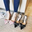 Bow Ankle Strap Pointy-toe Pumps