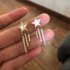 925 Sterling Silver Shell Star Rhinestone Fringed Earring