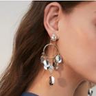 Rhinestone Alloy Disc Fringed Earring 1 Pair - 925 Silver - One Size