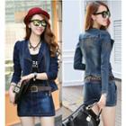 Set: Zip-up Denim Jacket + Skort