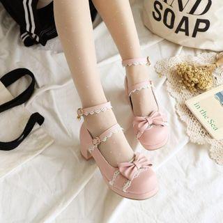 Chunky Heel Lace Trim Mary Jane Sandals