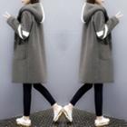 Contrast-trim Hooded Button Coat
