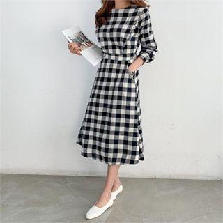 Gingham Long Flare Dress