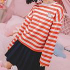Sheep Embroidered Striped Long-sleeve Top