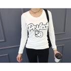 Round-neck Lettering Embroidered T-shirt