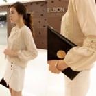 Tassel-neck Lace-trim Top