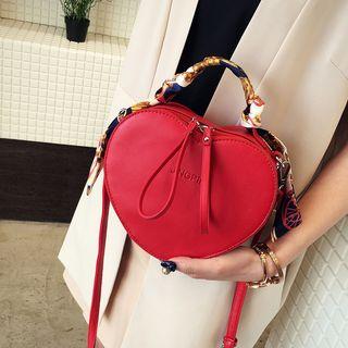 Faux Leather Heart Shaped Crossbody Bag