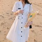 Short-sleeve Applique Blazer Dress