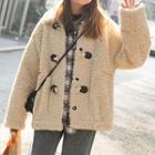 Toggle-button Fleece Coat Almond - One Size