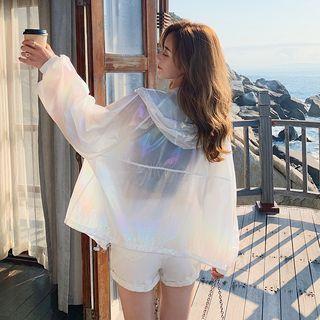 Holographic Hooded Zip-up Jacket