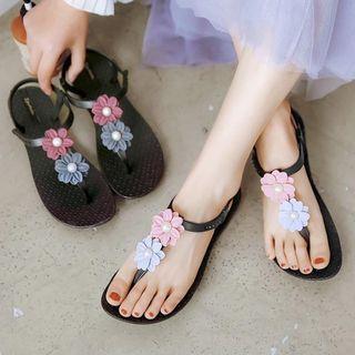 Flower T-strap Sandals