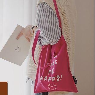 Lettering Canvas Shopper Bag Rose Pink - One Size