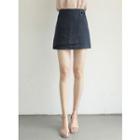 Buckled Wrap-front Linen Mini Skirt