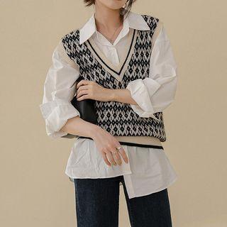 Diamond Jacquard Sweater Vest / Shirt