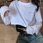 Set: Long-sleeve Cropped Lettering T-shirt + Camisole Top