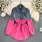 Distressed Denim Panel Shirt Dress