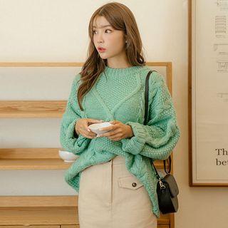 Crew-neck Oversized Cable-knit Sweater