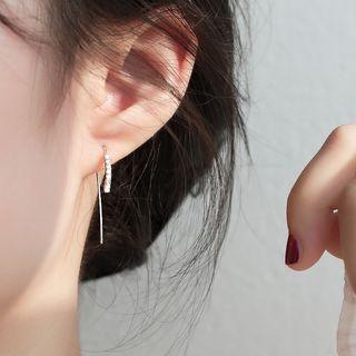 925 Sterling Silver Rhinestone Threader Earring 1 Pair - Earrings - One Size