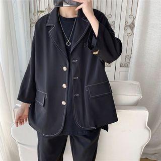 Set: Plain Blazer + Knee-length Shorts