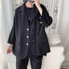 Set: Plain Blazer + Knee-length Shorts