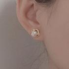 Rhinestone Freshwater Pearl Sterling Silver Earring 1 Pair - Gold - One Size