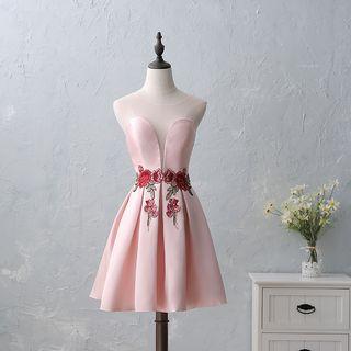 Embroidered A-line Mini Prom Dress