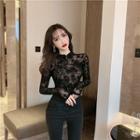 Long-sleeve Frog Button Lace Top