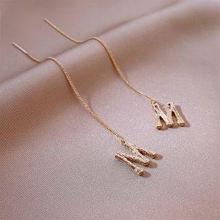 Letter M Alloy Dangle Earring 1 Pair - Gold - One Size