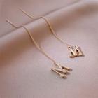 Letter M Alloy Dangle Earring 1 Pair - Gold - One Size